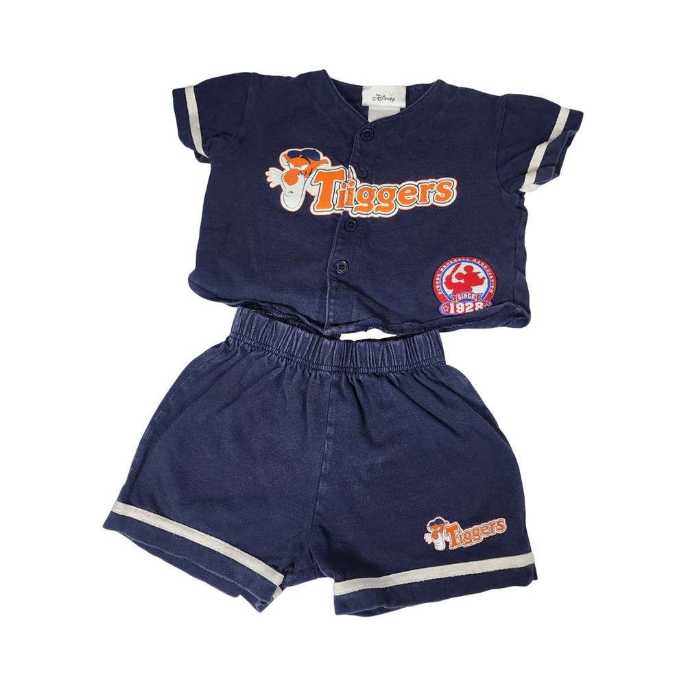 Vintage Disney World Baby Tigger Baseball Jersey and Shorts Set Navy 18 Months